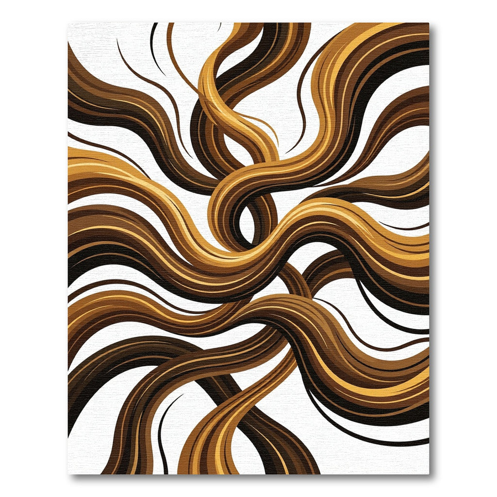 Dark Brown Golden Swirling Strands Rug