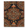 Aztec Sun Calendar Burnt Orange Rug