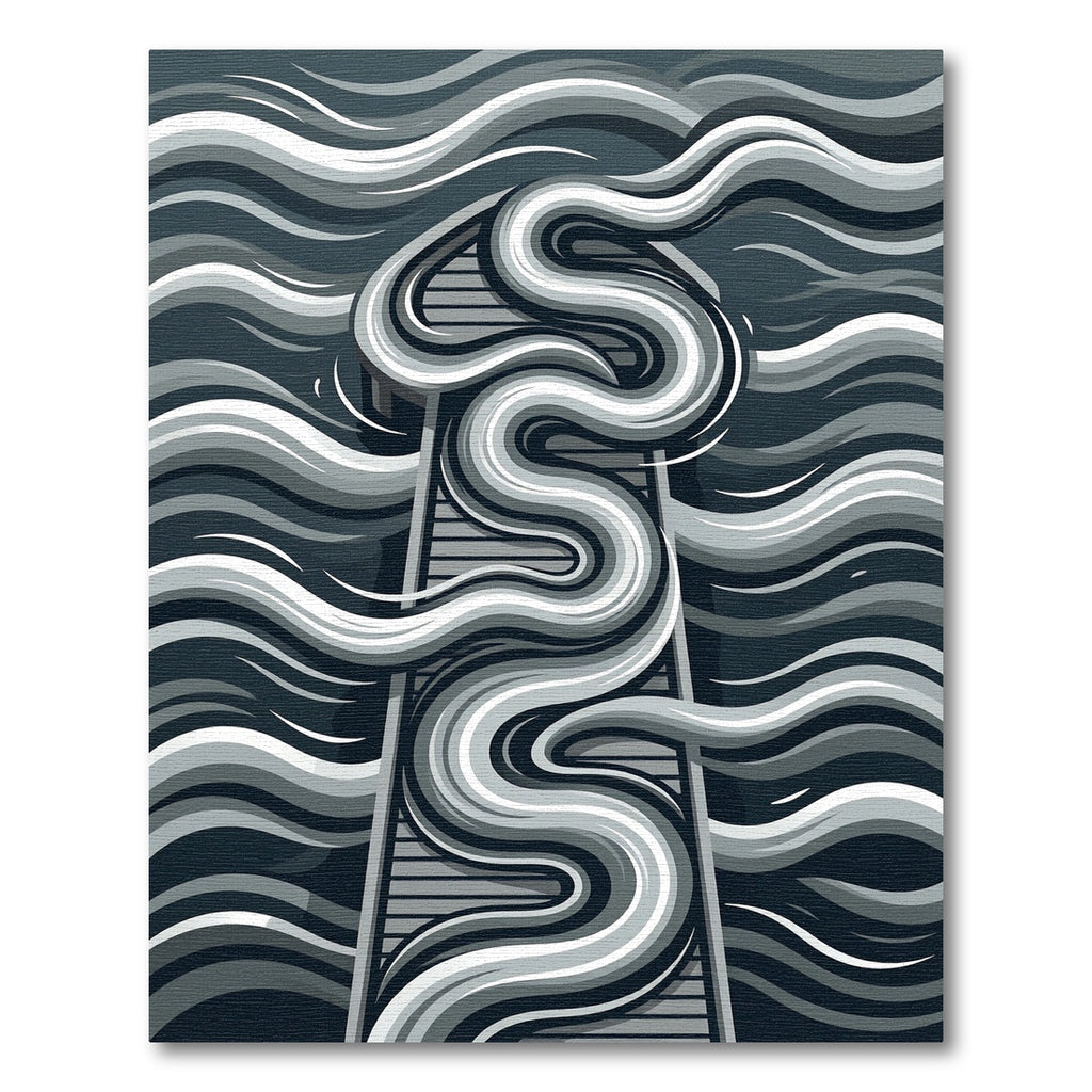 Monochrome Abstract Flowing Waves Rug