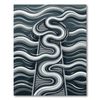 Monochrome Abstract Flowing Waves Rug