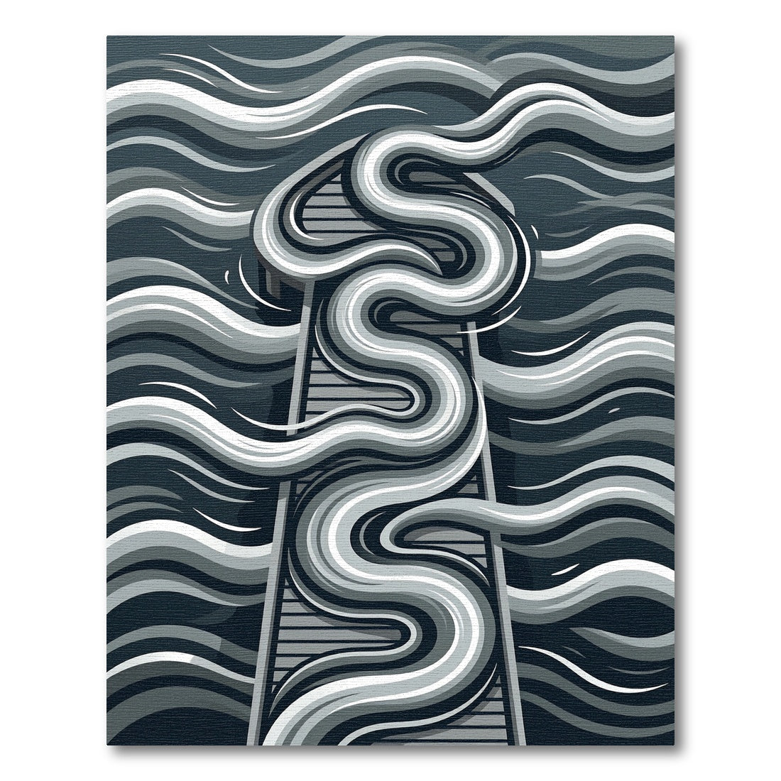 Monochrome Abstract Flowing Waves Rug