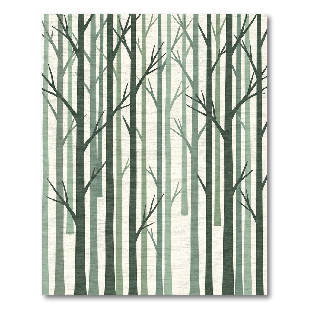 Abstract Minimalist Green Forest Silhouette Rug