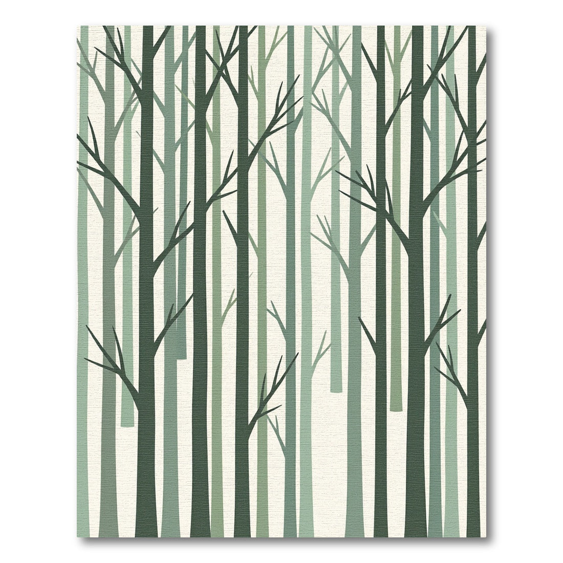 Abstract Minimalist Green Forest Silhouette Rug