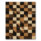 Brown Toned Geometric Cube Illusion Rug