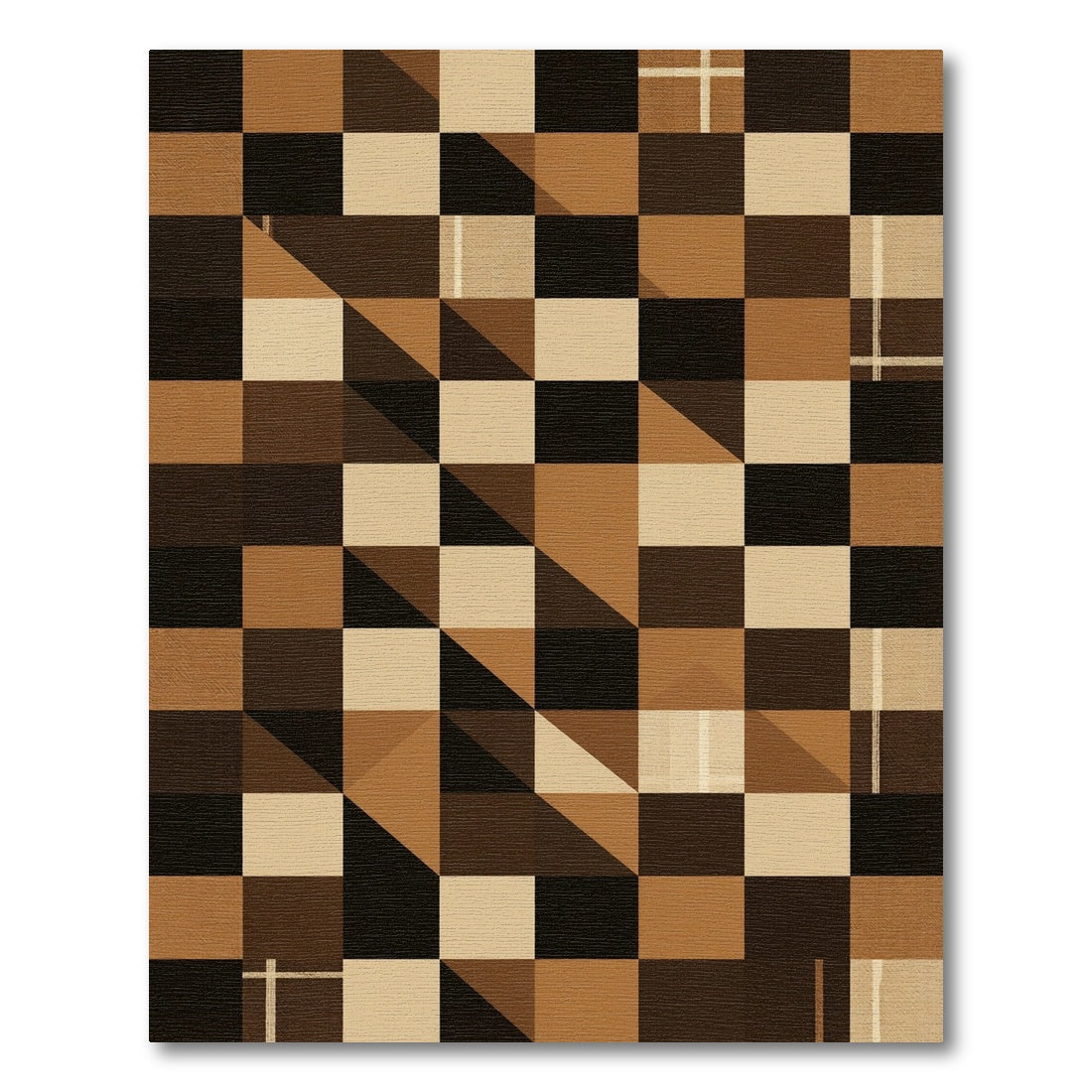 Brown Toned Geometric Cube Illusion Rug