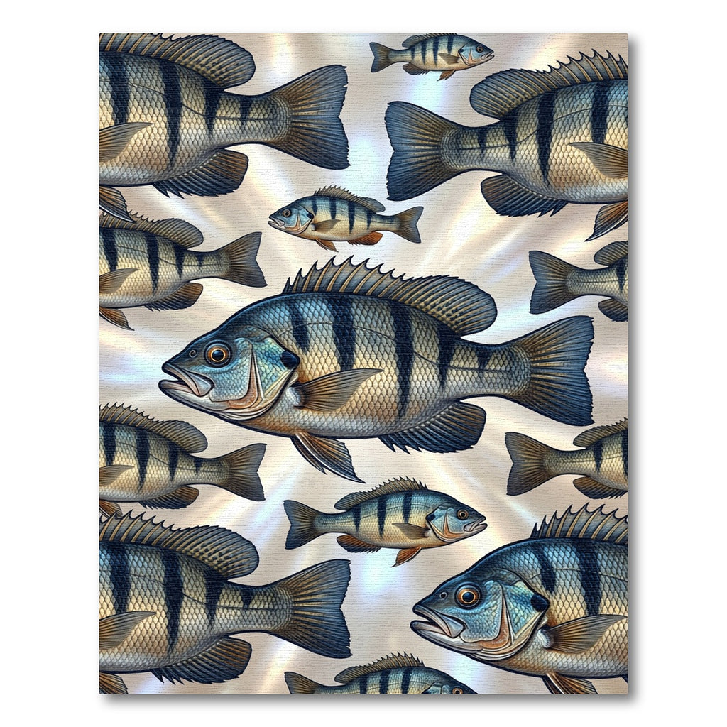 Coastal Blue Striped Perch Fish School Rug