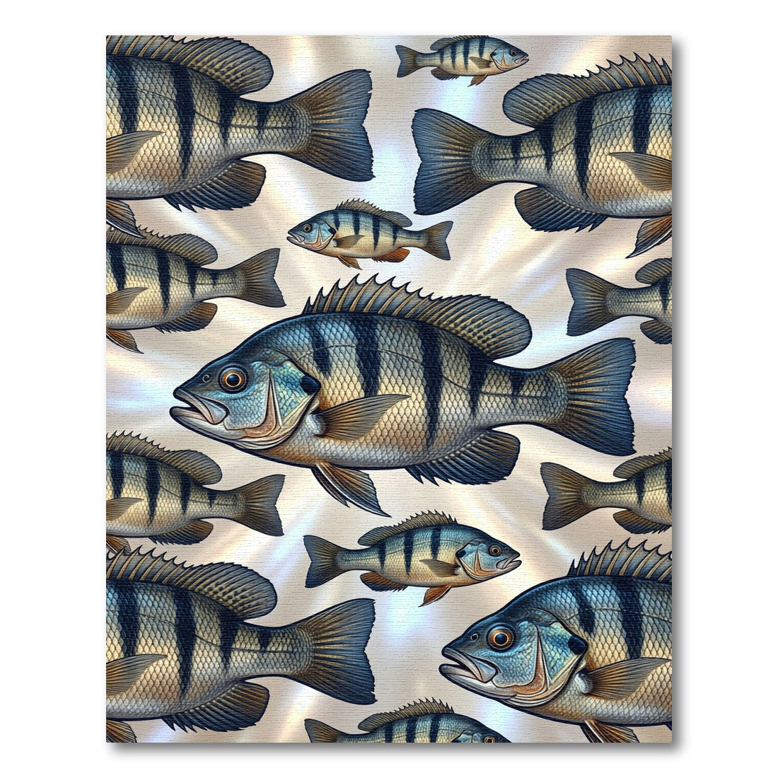 Coastal Blue Striped Perch Fish School Rug