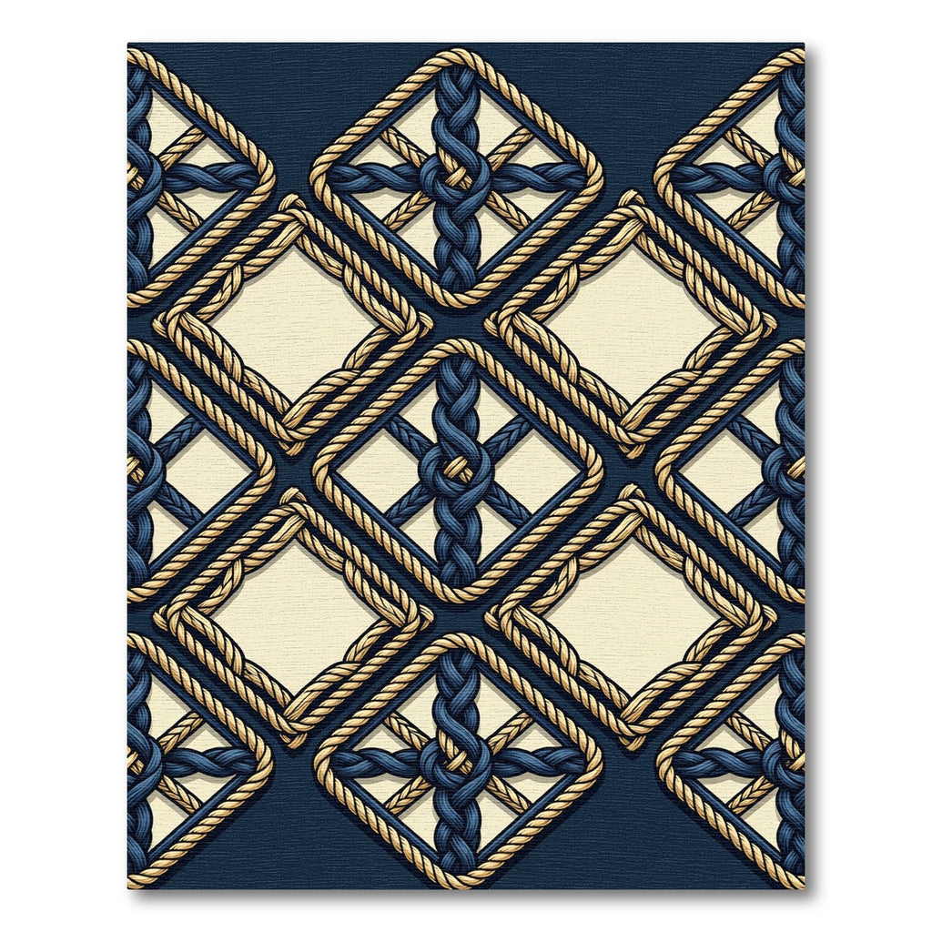 Nautical Blue Tan Braided Diamond Rug