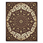 Ornate Gold Floral Symmetry Medallion Rug