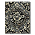 Victorian Charcoal Gold Ornate Damask Rug