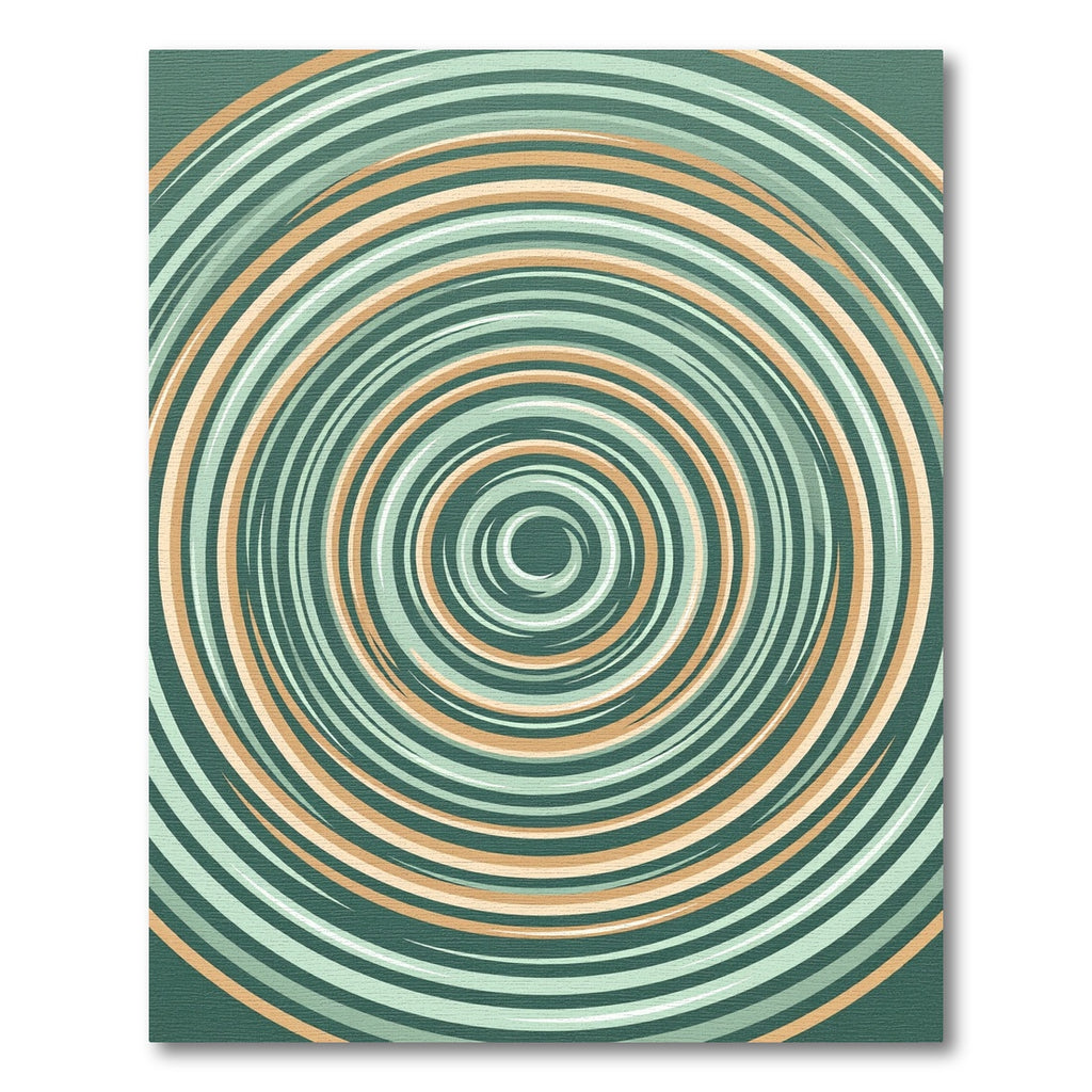 Sage Green and Ochre Concentric Circles Rug