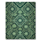 Dark Green Floral Arabesque Medallion Rug