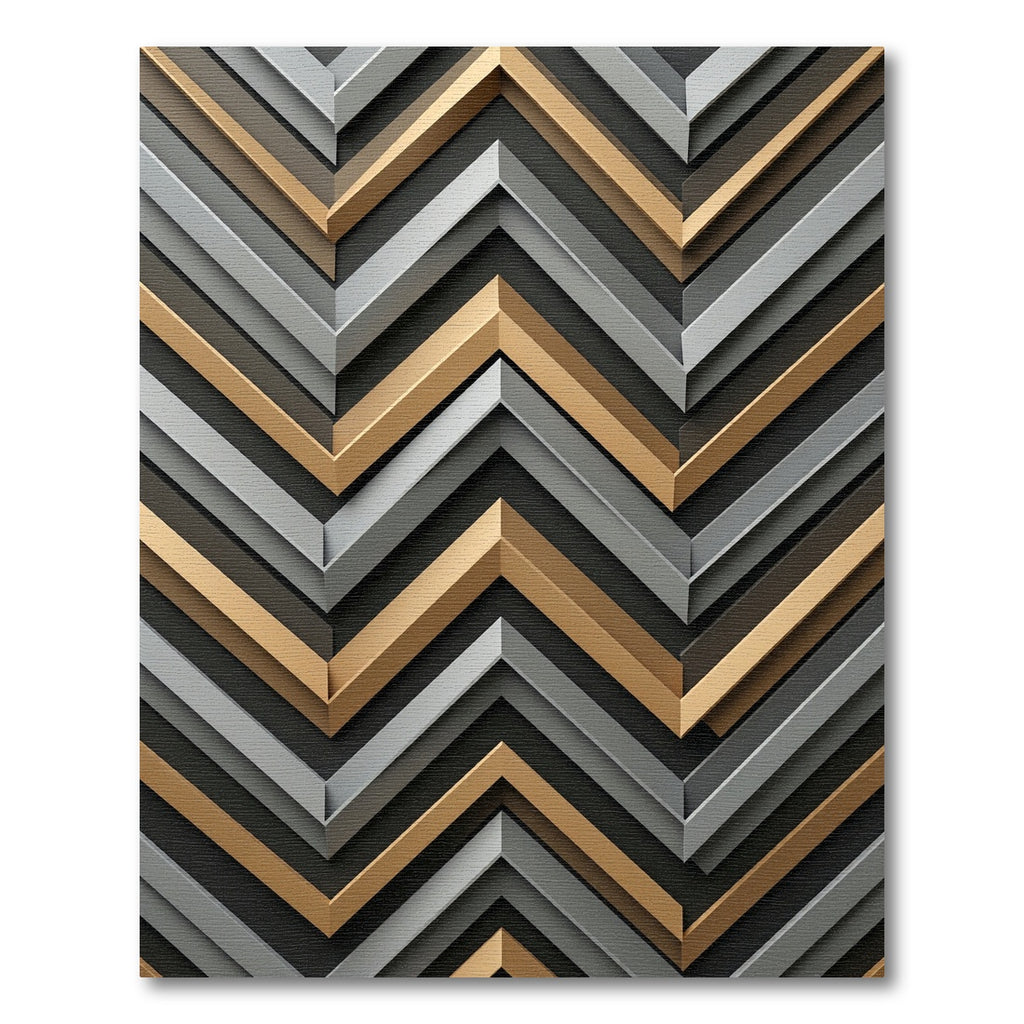 Metallic Gold and Silver Chevron Zigzag Rug