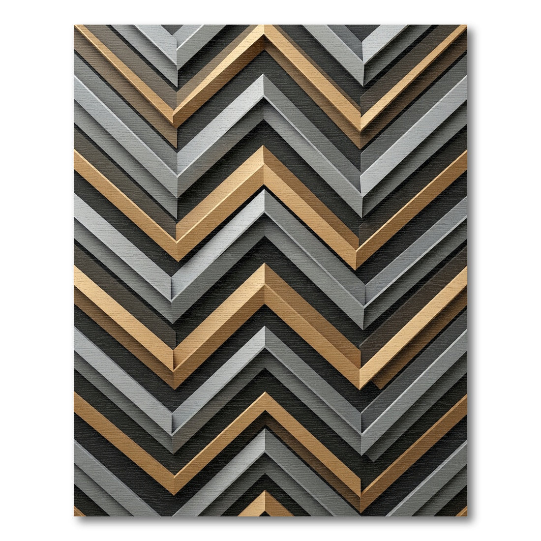 Metallic Gold and Silver Chevron Zigzag Rug