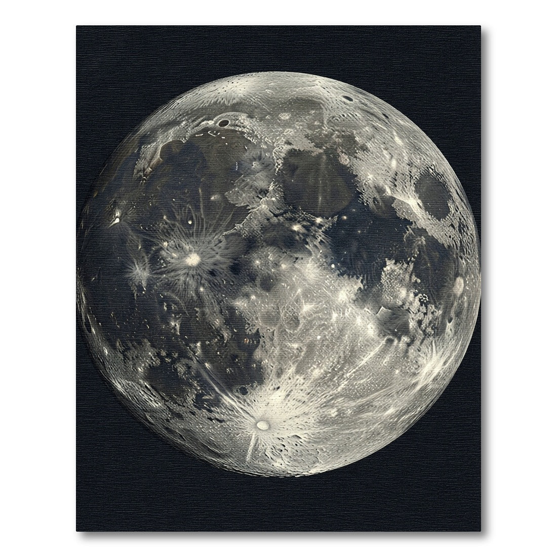 Celestial Gray Lunar Crater Full Moon Rug