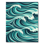 Abstract Teal Ocean Wave Swirl Rug