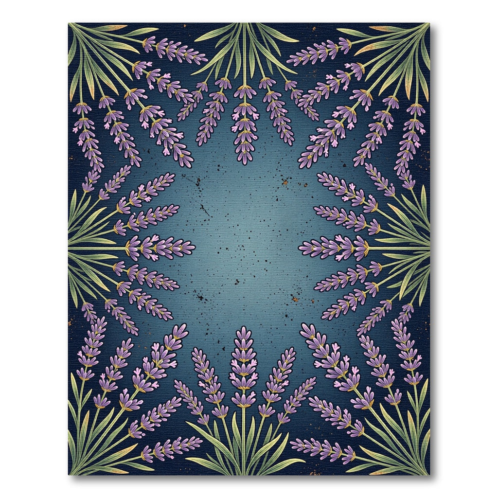 Botanical Lavender Frame Deep Indigo Rug
