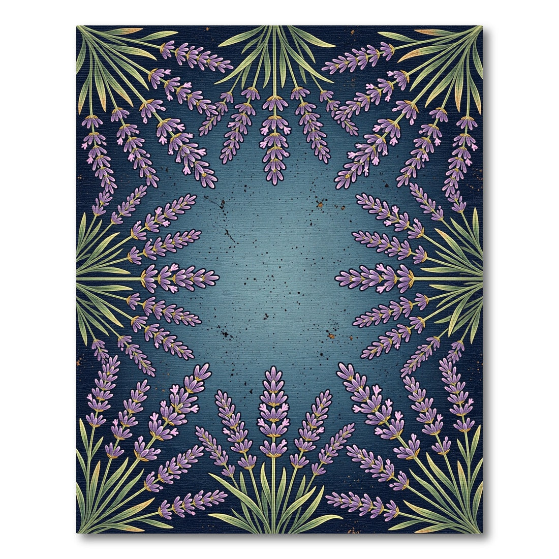 Botanical Lavender Frame Deep Indigo Rug
