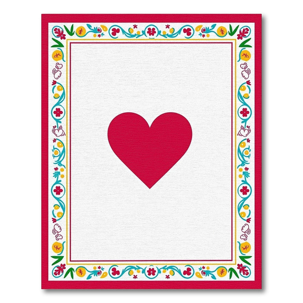 Crimson Heart Floral Border Rug