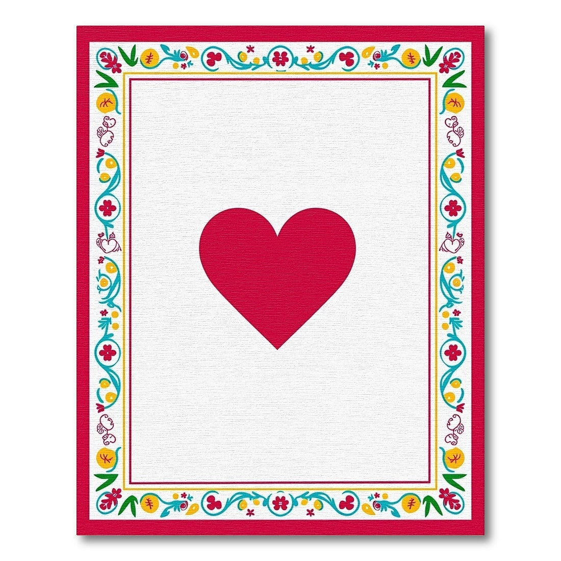 Crimson Heart Floral Border Rug