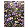 Vibrant Purple Pink Cosmos Floral Meadow Rug
