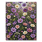 Vibrant Purple Pink Cosmos Floral Meadow Rug