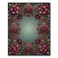 Elegant Burgundy Floral Ornate Frame Rug