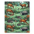 Enchanted Woodland Deer and Wildlife Meadow Rug
