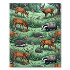 Enchanted Woodland Deer and Wildlife Meadow Rug