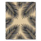 Minimalist Black Palm Leaf Botanical Rug