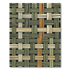 Modern Forest Green Woven Textured Grid Rug