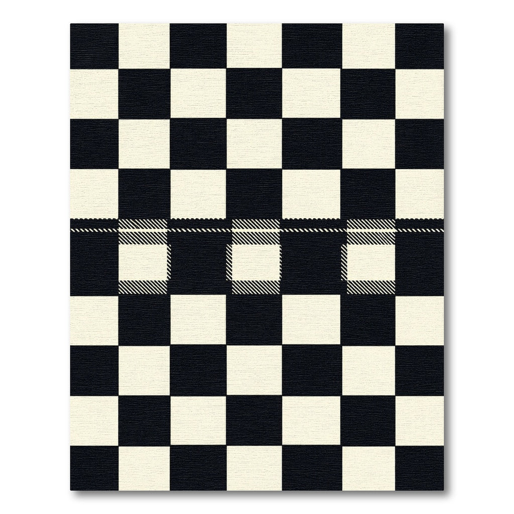 Classic Black White Checkered Buffalo Rug