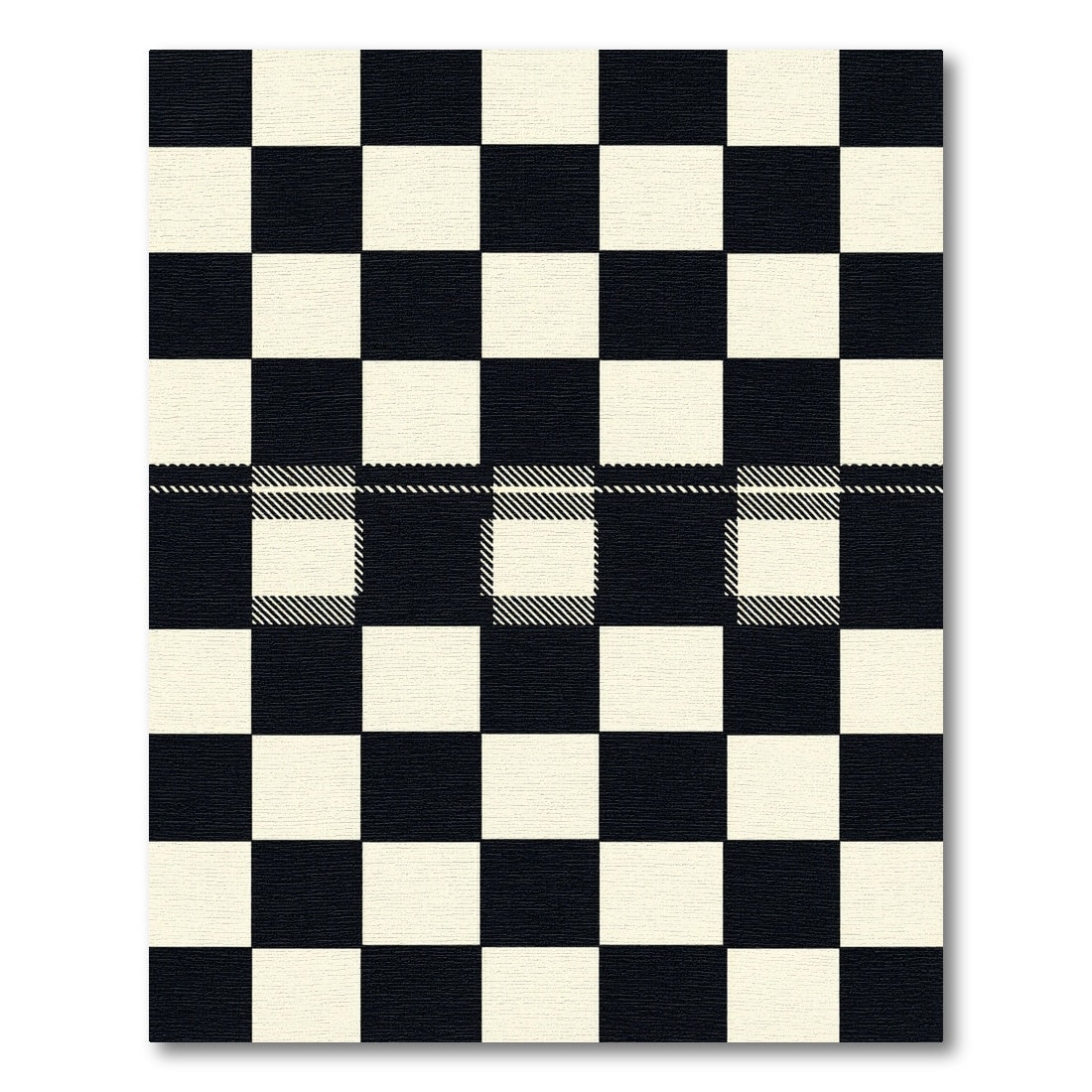 Classic Black White Checkered Buffalo Rug