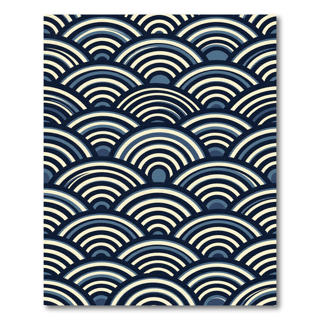 Japanese Navy Blue Wave Arch Rug