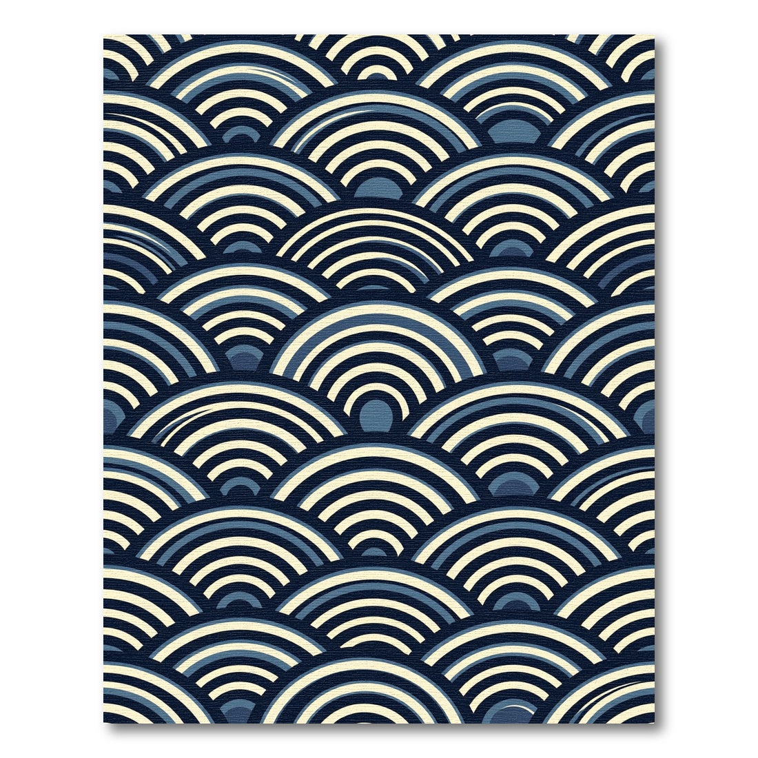 Japanese Navy Blue Wave Arch Rug