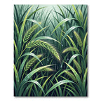 Lush Green Rain Kissed Grain Waves Rug