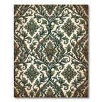 Elegant Green Victorian Damask Scroll Rug