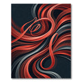 Modern Crimson Abstract Fluid Ribbon Art Rug