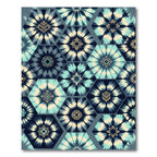 Teal Hexagonal Shibori Indigo Geometric Rug
