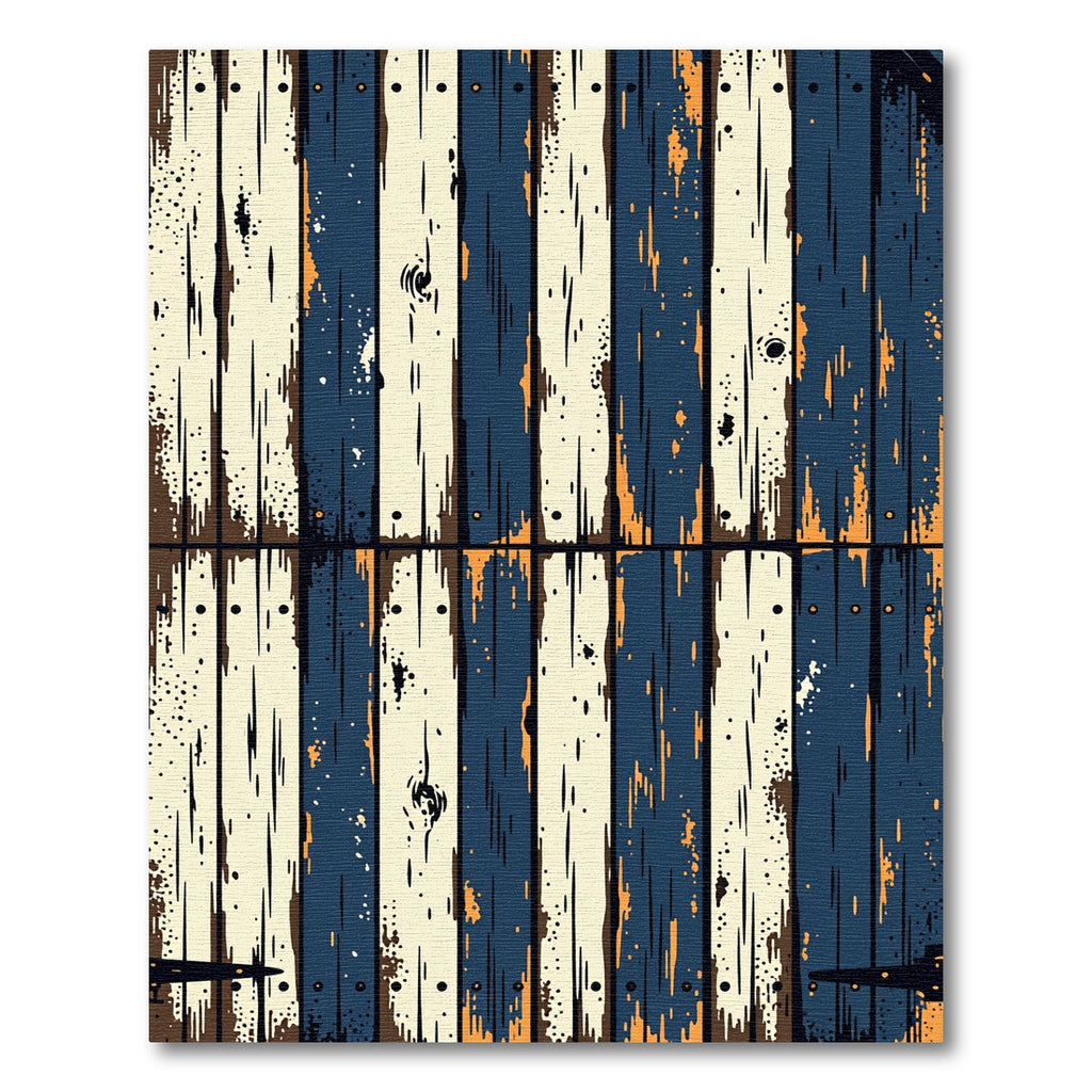 Rustic Navy and Cream Weathered Plank Rug