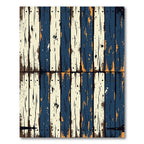 Rustic Navy and Cream Weathered Plank Rug