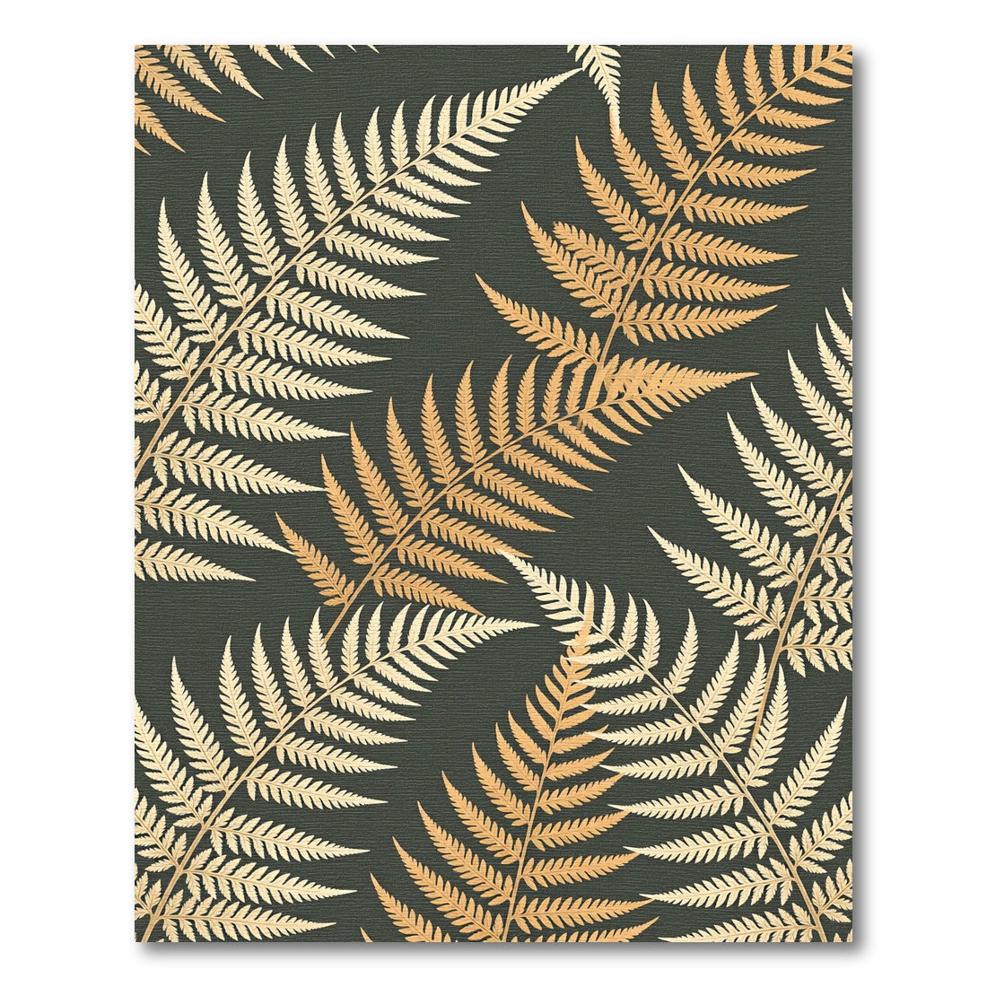 Golden Fern Frond Pattern Rug