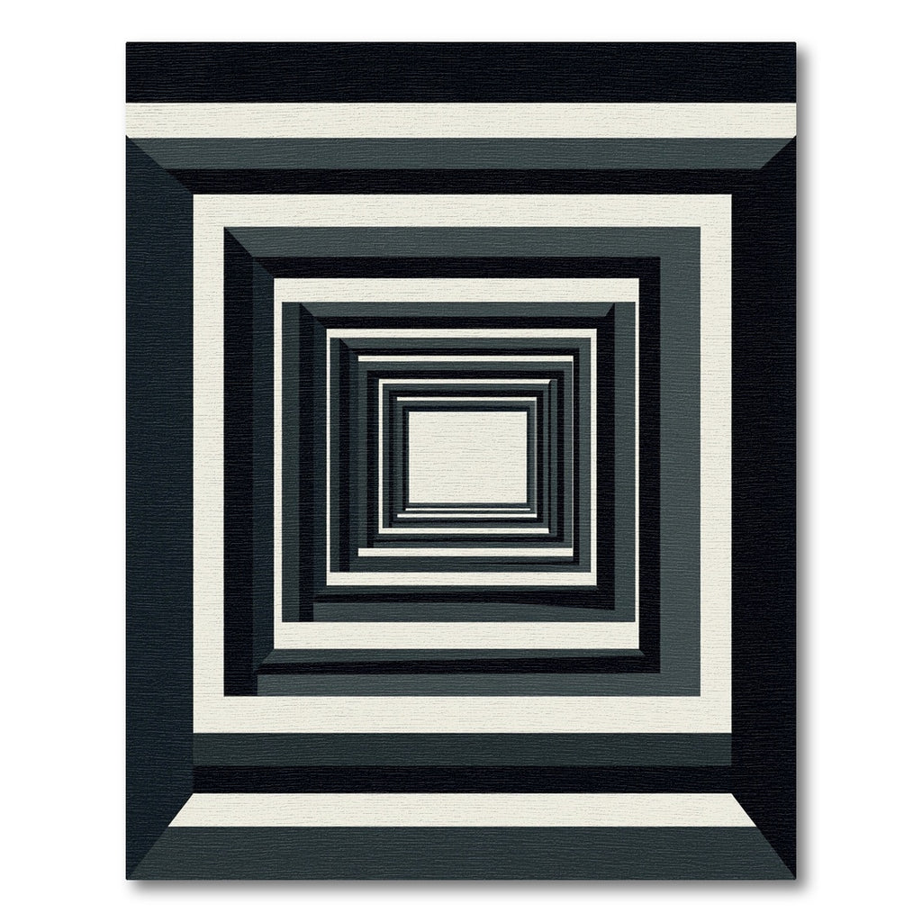 Monochrome Geometric Tunnel Illusion Rug
