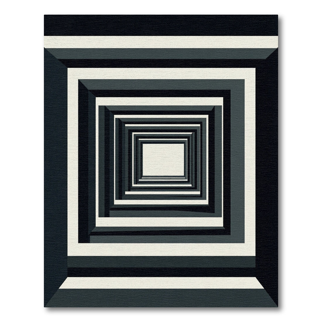 Monochrome Geometric Tunnel Illusion Rug