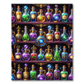 Magical Glowing Glass Potion Shelf Rug