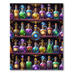 Magical Glowing Glass Potion Shelf Rug
