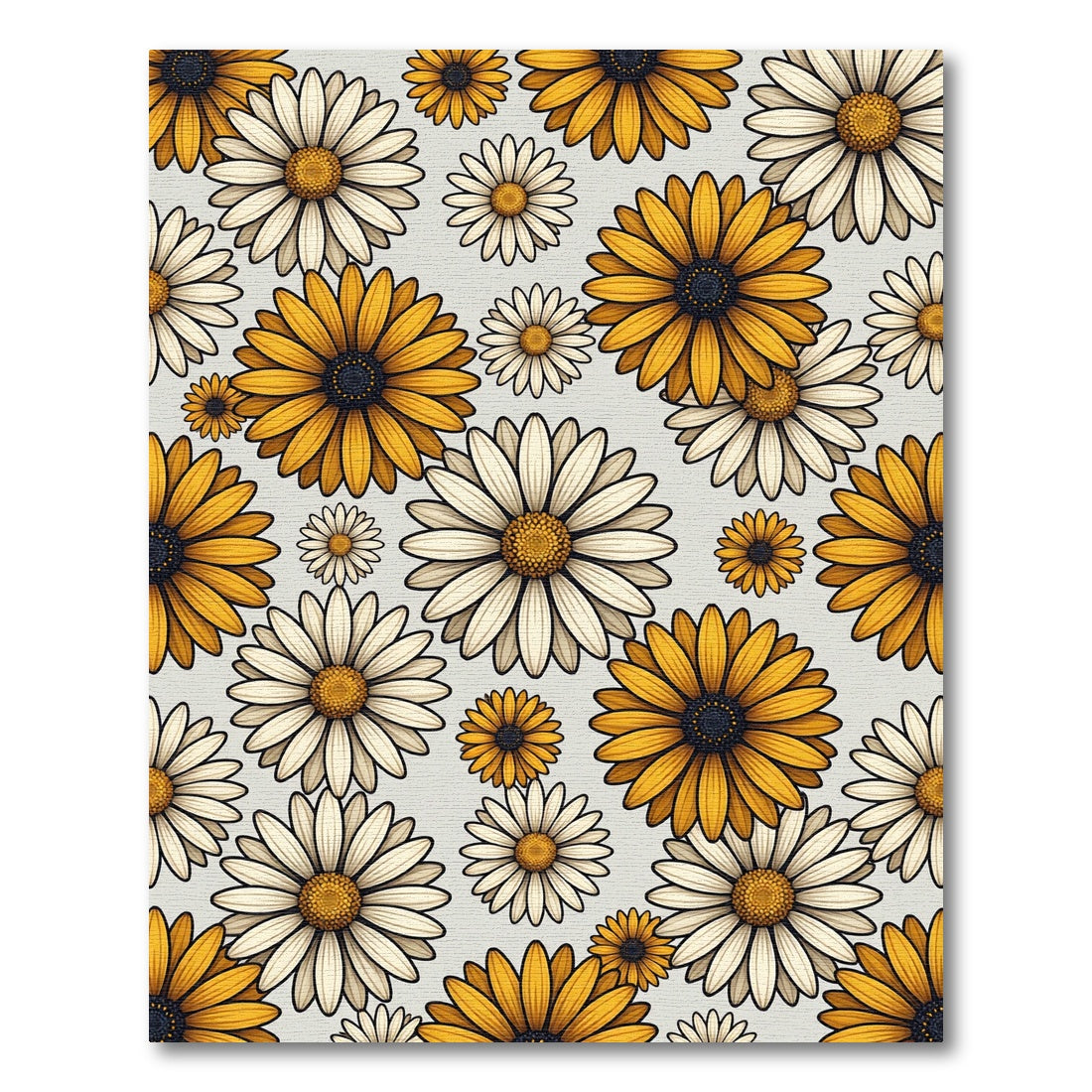 Sunlit Golden Daisy Floral Meadow Rug