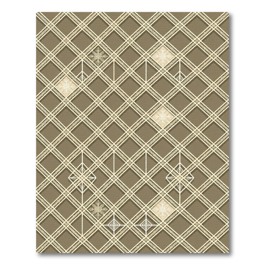 Taupe Geometric Diamond Snowflake Grid Rug