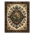 Elegant Gold Floral Medallion Scroll Rug