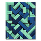 Modern Teal and Navy Geometric Weave Rug